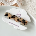 Tortoiseshell acetate wavy hair clip on white card with a French vintage style look - Wave Light Leopard