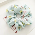 Light blue floral chiffon scrunchie with high elasticity for women's summer hairstyles - Small Floral Blue Scrunchie