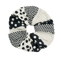 Grande elastico per capelli patchwork a pois bianco e nero per code di cavallo - Puntini bianchi e neri giuntati