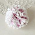 Pink and white striped multi-layered scrunchie with ruffled lace trim for women - Pink White