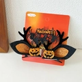 Detail of Halloween hair clips with black felt horns and gold glitter pumpkin on card - Pumpkin Spider Antler Style (Halloween New 2#)