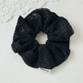 Elegante coletero de encaje negro para mujer, accesorio para el pelo de alta calidad - Negro