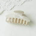 Elegant marble cream acetate hair claw clip with a glossy finish for thick hair - Keel Style Ink Wash White