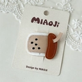 Cute leather bubble tea hair clip for girls featuring a brown milk tea cup design - Milk Tea