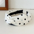 Diadema con nudo de tela a lunares para mujer en blanco con lunares negros y nudo - Cruzado Lunares Blanco
