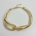 Unregelmäßige organische Gold-Choker-Halskette mit verstellbarem Karabinerverschluss - Goldimitat