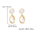 Vintage gold asymmetrical earrings with irregular white pearls and measurement details - Baroque Pearl Earrings