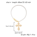 Specifiche dettagliate della collana con croce di perle, catena 60cm e pendente 9cm - Oro