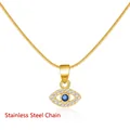 Collana a serpente in acciaio inossidabile dorato con pendente occhio blu e zirconi - Stile Strass (Catena a Serpente in Acciaio Inossidabile)