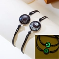 Luminous sun and moon couple woven bracelets with glowing pendants in dark light - Sun Moon Braided Rope Bracelet Style 1