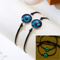 Luminous sun and moon couple bracelets with adjustable black woven ropes for lovers - Sun Moon Braided Rope Bracelet Style 4