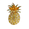 Luxury gold pineapple brooch with sparkling yellow and green crystals for suit lapels - Yellow Pineapple Brooch