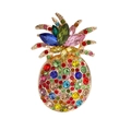Dettaglio di strass multicolore su una spilla a forma di ananas dorato con finiture di lusso - Spilla Ananas Multicolore