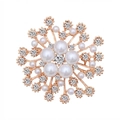 Elegant snowflake pearl brooch in rose gold with sparkling crystals for suits - Large Snowflake Pearl Brooch