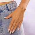 Vintage Gold Y2K Byzantinische Kreuz Handkette Ring Armband für Damen im Minimal-Stil - Gold Minimalistischer Kreuzstil (#1)
