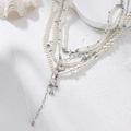 Collana di perle fatta a mano a più strati con ciondolo a cuore e croci metalliche - Stile Croce a Cuore (#3Croce Cuore)