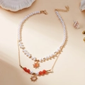 Collier double rang en perles avec pendentifs soleil dorés et perles rouges bohèmes - Style Perle Soleil (#6Soleil)