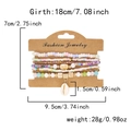 Detail of bohemian beaded bracelet set on kraft card showing 18cm circumference size specs - Colorful