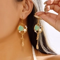 Bohemian ocean theme hoop earrings with blue enamel shell and white pearls for women - Enamel Shell Style (Blue) / Blue