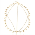 Bohemian gold layered head chain with round disc pendants and adjustable lobster clasp - Multi-layer Tassel Round Disc / Gold