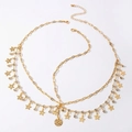 Exotische goldene mehrlagige Körperkette mit Sternanhängern und funkelnden Strasssteinen - Exotisch Strass Stirnkette / Gold