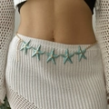 Golden starfish waist chain belt with turquoise enamel charms for summer beach wear - Blue