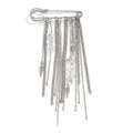 Broche épingle argentée avec chaînes pendantes, perles en verre et pampilles métalliques - Style Frange Multicouche Argenté (XK26Y0060)