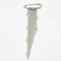 Broche épingle à nourrice argentée avec pampilles étoiles et franges en métal - Style Frange Pentagramme Argenté (XK26Y0062)