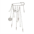 Broche chaîne argentée avec perles et pendentifs étoiles au style punk bohème - Style Pendentif Étoile Perle Argenté (XK26Y0063)