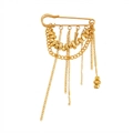 Gold multi-layer chain tassel safety pin brooch with irregular metallic beads for women - Gold Vintage Multi Chain Style (XK26Y0066)
