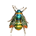 Exquisite gold-plated honey bee brooch with vibrant blue, green, and orange enamel inlay - Green Bee