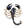 Modische vergoldete Skorpion-Brosche mit blauem Emaille-Detail auf weißem Grund - Gold Tiefblau Skorpion (BC18Y0160)