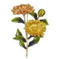 Elegant European style enamel daisy brooch with orange and yellow flowers and green leaves - Orange Yellow Daisy Style (BC18Y0661-2)