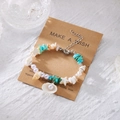 Seestern und Muschel Perlenarmband im Ozean-Stil mit Make A Wish Papierkartenverpackung - Schalenperle (BR26Y0108-1)