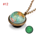 Luminous world map globe necklace in antique bronze with a retro green glow effect - World Map (#12)
