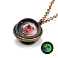Vintage galaxy luminous necklace with double-sided space nebula glass pendant - Galaxy Eye