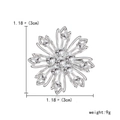 Broche fleur argentée élégante avec strass transparents, design de flocon de neige - Style Flocon de Neige (BC18Y0959-1)