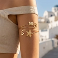 Bracelet de bras spirale doré avec étoile de mer et perle pour style de plage - Étoile de Mer Coquille Perle Artificielle (BR26Y0068)