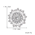 Broche de mariée fleur argentée avec cristaux, 3 cm de diamètre et 9 g de poids - Fleur Ronde Multicouche (BC18Y0959-8)