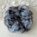 Plush zebra print blue hair scrunchie with soft faux fur texture for elegant bun hairstyles - Blue Zebra Pattern (5974862436712)