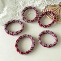 Set van 5 dikke elastische haarelastiekjes met rood-grijs pied-de-poule patroon - Hahnentritt (Ster Stijl) / Vijfpuntige ster