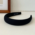 Cerchietto classico in spugna imbottita nera con trama tessile fatta a mano elegante - Nero