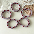 Set van vijf dikke grijze elastische haarelastiekjes met rode hartjes voor paardenstaart - Rood Hart (Hart Stijl) / Hart Stijl