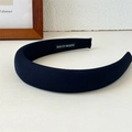 Classic black wide sponge headband with handmade label and twill fabric texture - Navy Blue
