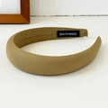 Padded khaki sponge headband with twill fabric finish and handmade label detail - Yellow