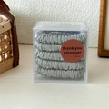 5-pack sage green satin silk scrunchies in clear storage box for elegant ponytail styling - Premium Grey