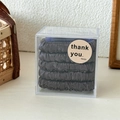 Set of 5 brown satin hair scrunchies packed in a clear acrylic gift box with branding - Brown