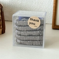 Set of 5 silver grey satin scrunchies in transparent gift box with thank you label - Khaki