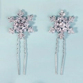 Funkelnde silberne Schneeflocken-Haarnadeln mit Zirkon-Inlay und U-Form für Brautfrisuren - HS-J7471S Silber