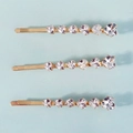 Set di tre fermagli per capelli dorati con zirconi scintillanti a forma di cuore - Forcine in Zirconia a Cuore (HS-J7473G)